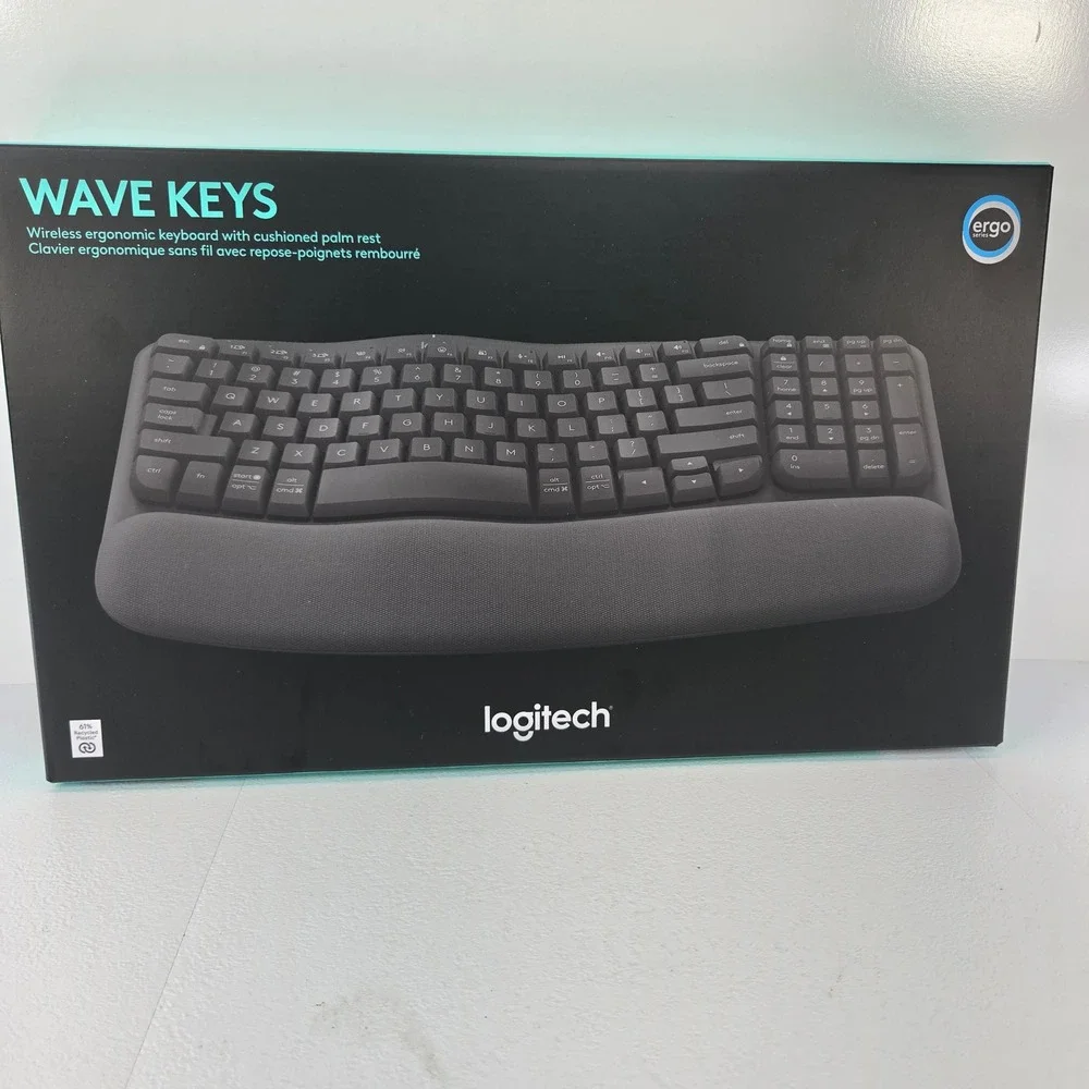 Logitech Wave Keys Wireless Ergonomic Keyboard Bluetooth Logi Bolt Graphite Blk